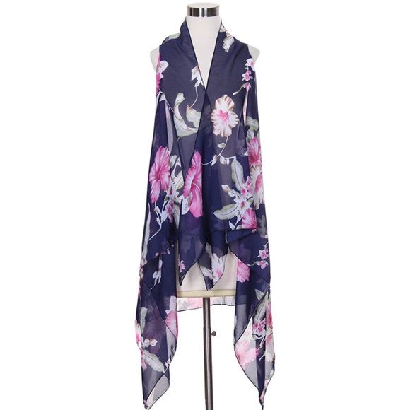 Code22 Big Flower Pattern Beach Vacation Cover Up - Picture 1 of 4